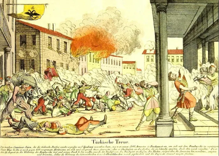 1821年奥斯曼帝国在罗马尼亚布加勒斯特屠杀希腊非正规军