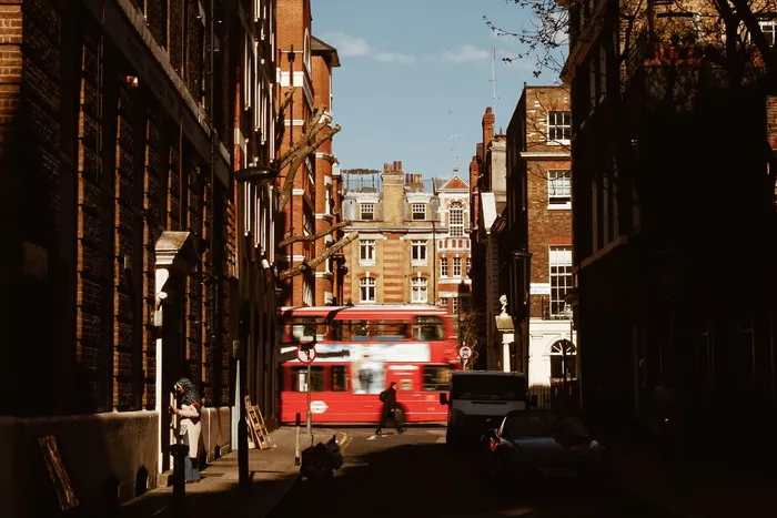 伦敦，英国，建筑，街道，运动，双层，天空