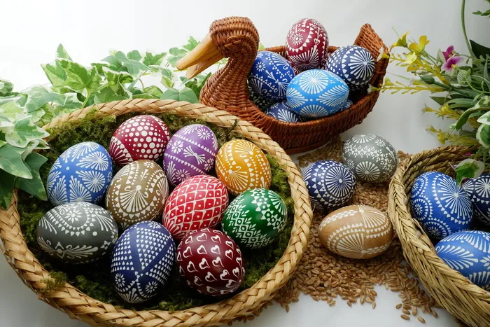 复活节彩蛋，索布复活节彩蛋，复活节彩蛋，复活节彩蛋，复活节装饰，蜡工艺，复活节快乐，春天