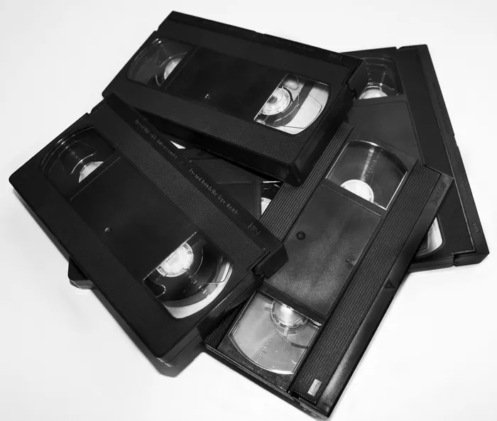 多个，黑色，vhs磁带，视频，盒式录像带，盒式录像带，录像机，vhs