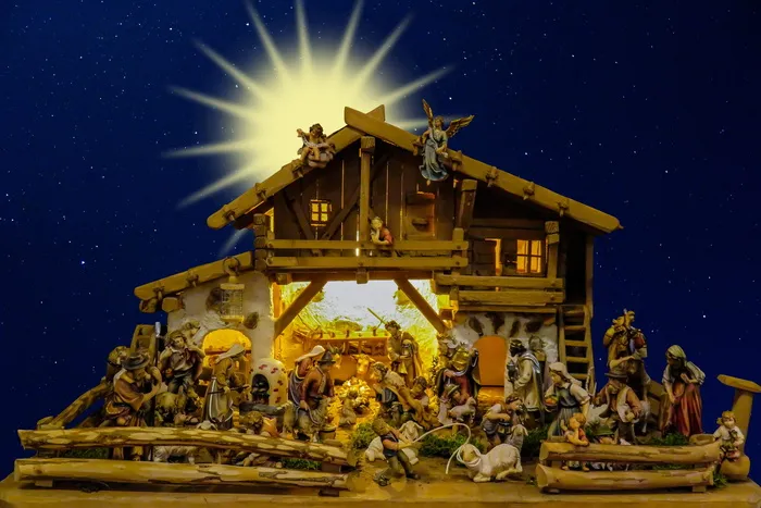 耶稣诞生套装雕像，圣诞节，耶稣诞生场景，婴儿床，圣诞老人，摊位，耶稣，桑顿