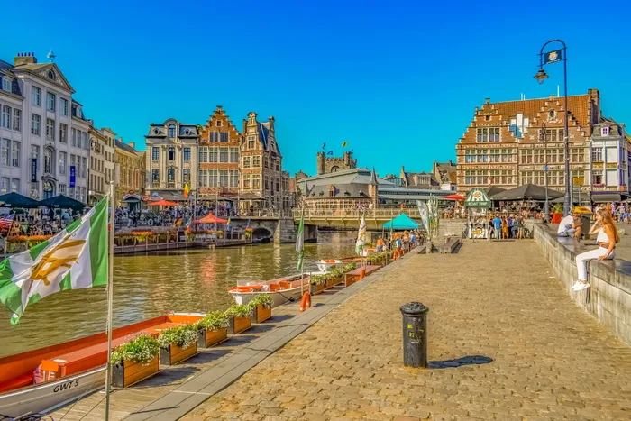比利时根特，步行街，建筑，旅游，城市，运河，旅游