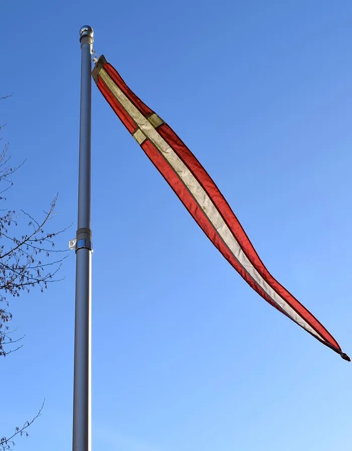丹麦，丹麦国旗，丹麦国旗，旗杆，丹麦国旗，典型丹麦国旗，飘扬的旗帜，天空