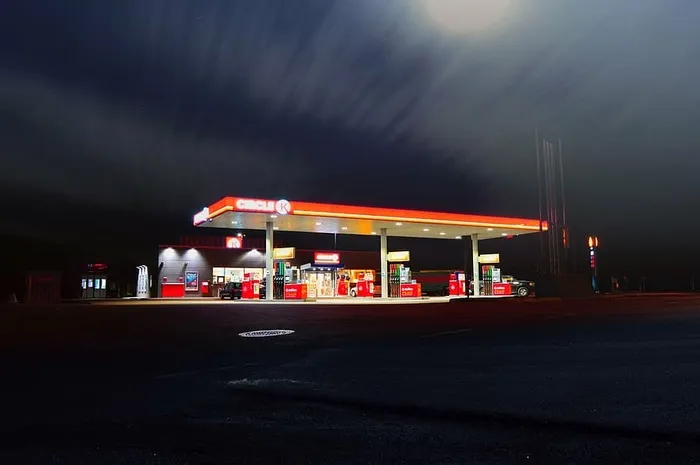 照片，加油站，黑暗，夜晚，加油，加油，加油站，燃料