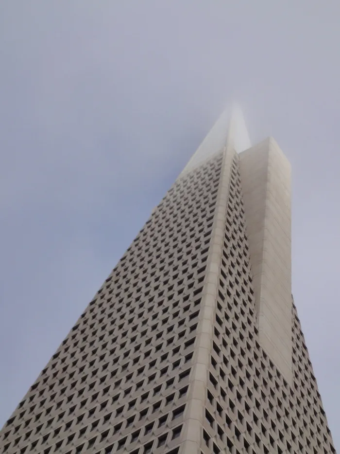 美国、旧金山、美国银行、金字塔、雾、三角形、建筑、摩天大楼