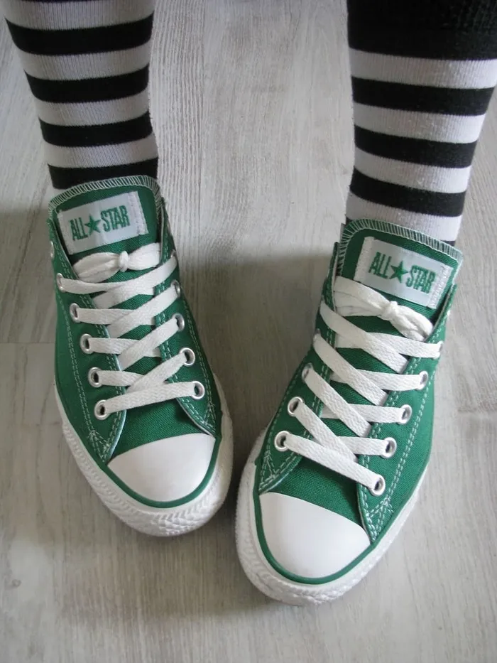 绿色，全明星，匡威，卡盘，鞋子，匡威，卡盘，条纹，黑白
