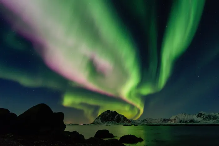 摄影，北极光，自然，风景，山脉，北极光，绿色