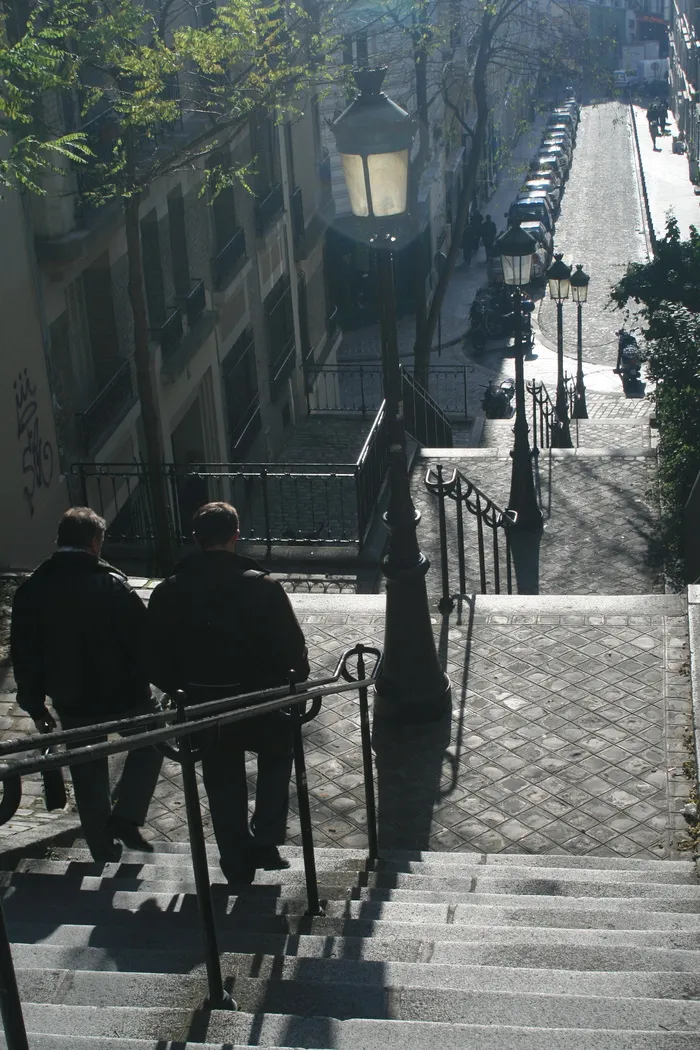 蒙马特，巴黎，法国，楼梯，小山，欧洲，地标，街道