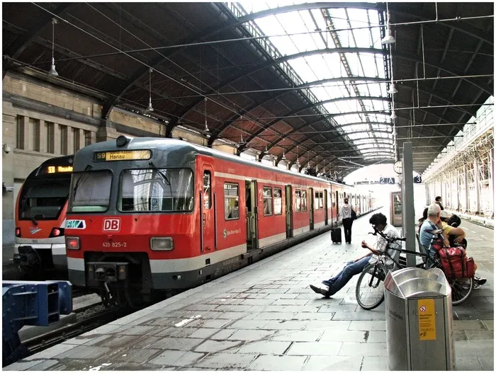 火车, 德国, 美因茨, 站, 等待, 火车站, 城市, 人