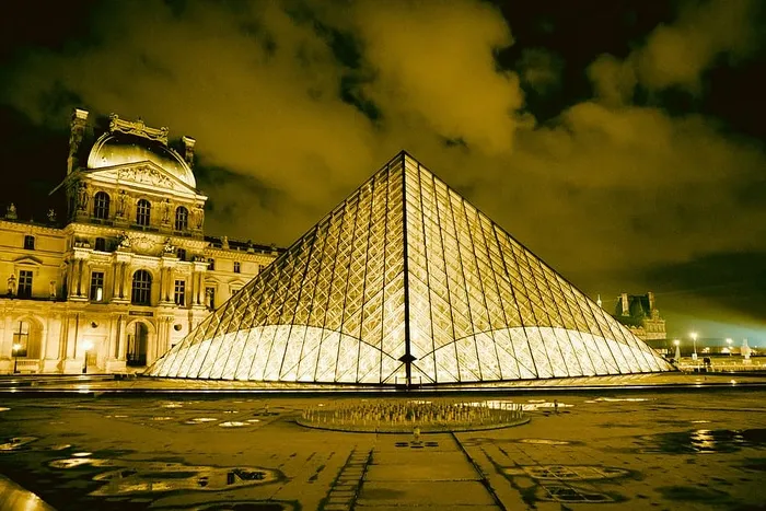 法国，巴黎，卡尔宫，纽特，夜晚，巴黎，卢浮宫，金字塔