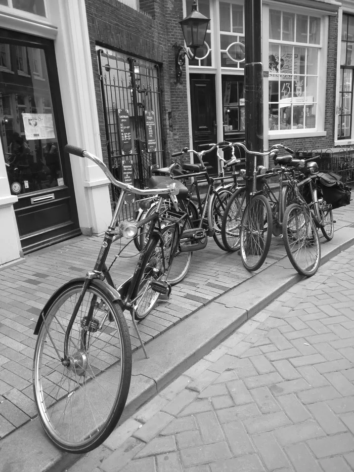 阿姆斯特丹，自行车，公路，旅行，复古，欧洲，街道，黑白