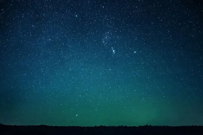 夜空星星视图，夜空，星星，视图，黑色，蓝色，绿色，夜晚