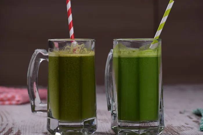 绿色，液体，内部，两个，透明，玻璃杯子，杯子，饮料