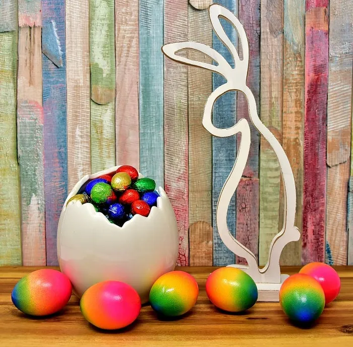 复活节彩蛋，旁边，兔子图，复活节，复活节兔子，五颜六色，彩色，兔子