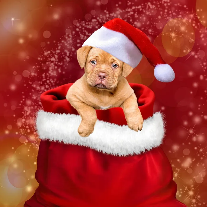 狗，戴着，圣诞帽墙纸，圣诞节，礼物，狗，圣诞狗，圣诞帽