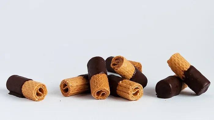 饼干，华夫饼干，饼干，甜点，纯巧克力，黑巧克力，华夫饼干，糕点
