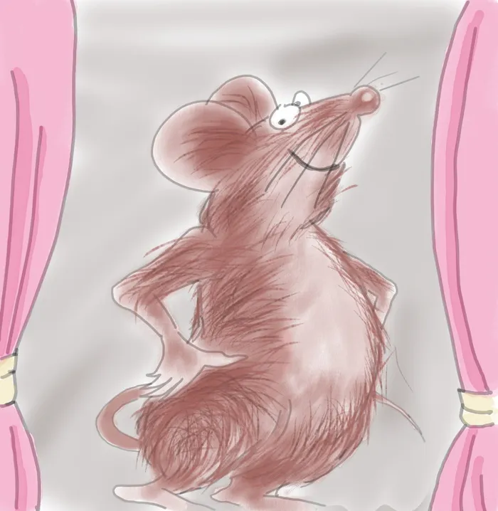 棕色老鼠画，老鼠，老鼠，卡通，粉红色，菜鸟图库，一个人，一个女人