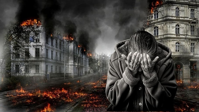 战争毁灭绝望恐惧无助绝望无家可归