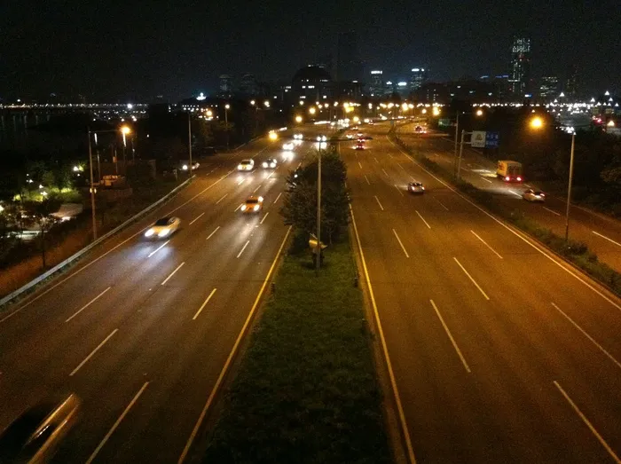 夜景、城市、道路、汽车、sprint、奥林匹克大道、照明、交通