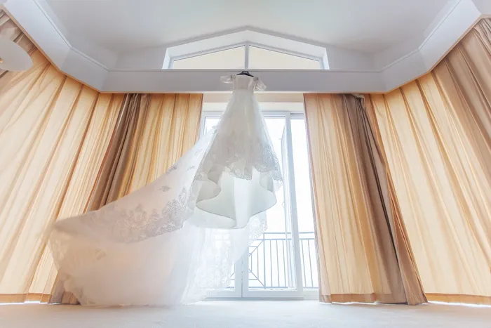 白色，婚纱，窗帘，婚纱，婚纱，结婚，室内，窗帘