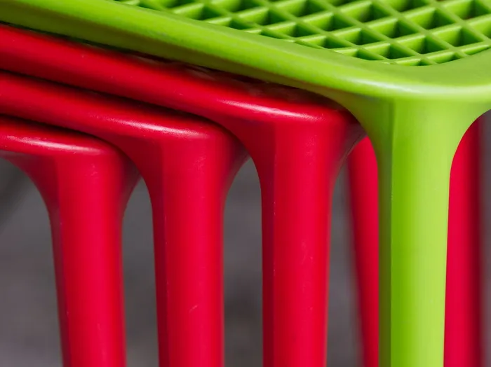 椅子，堆叠，红色，绿色，塑料，堆，设计，家具