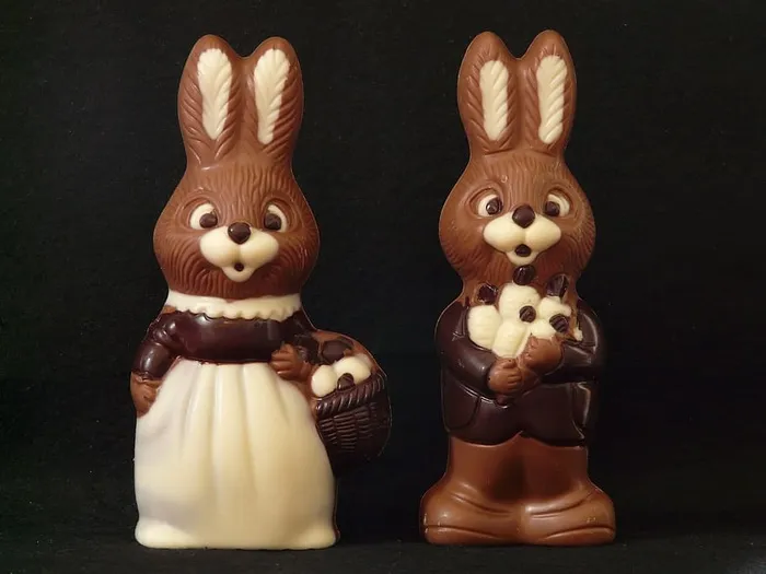 兔子雕像，黑色，背景，复活节兔子，巧克力，棕色，复活节