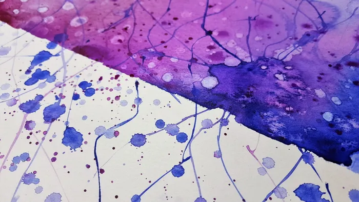 艺术，绘画，抽象，斑点，水彩画，紫色，线条，蓝色