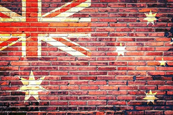 英国国旗砖墙澳大利亚国旗涂鸦爱国主义爱国主义