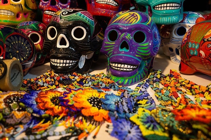 骷髅雕塑传统墨西哥多色创意面具无人