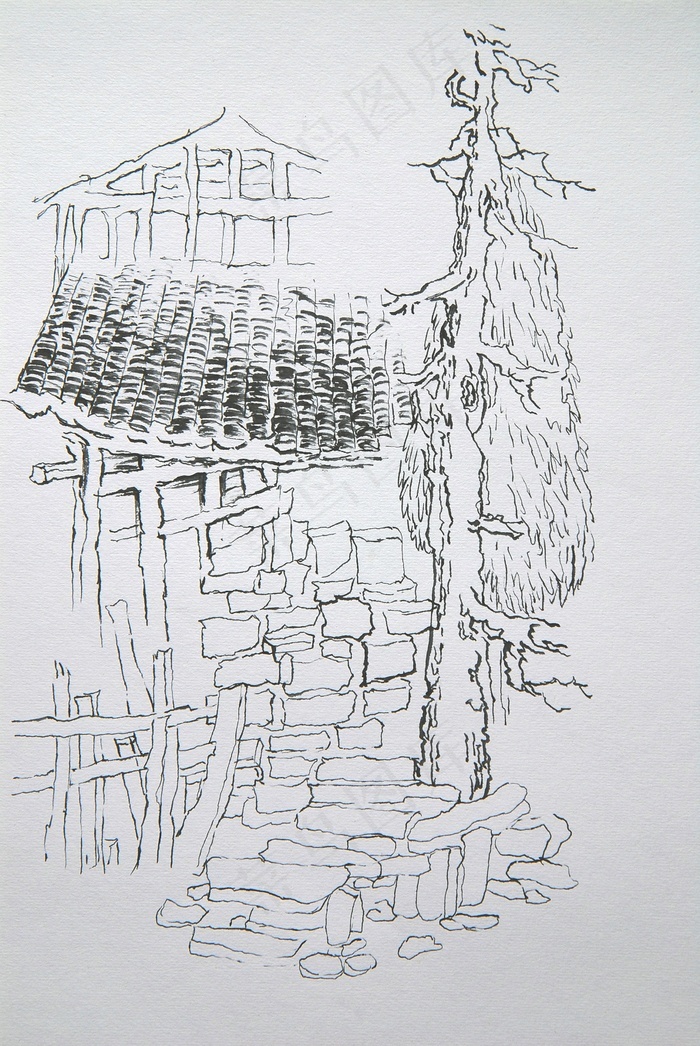 本素材作品名称为钢笔风景速写,素材编号是277877, 						是一张格式