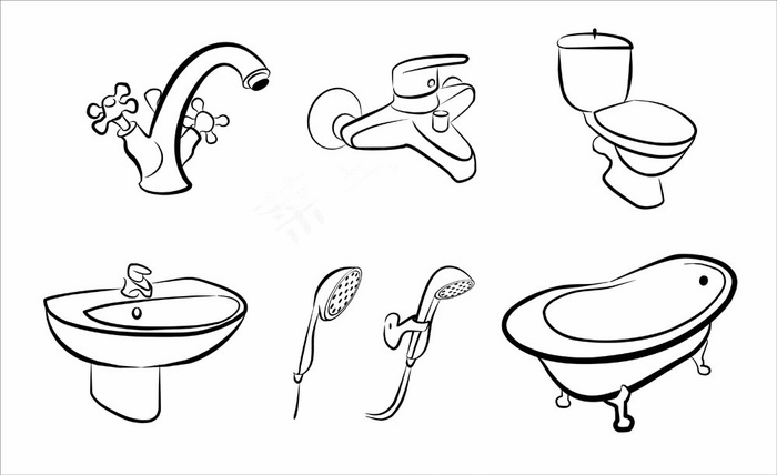 卫浴具单体手绘图片