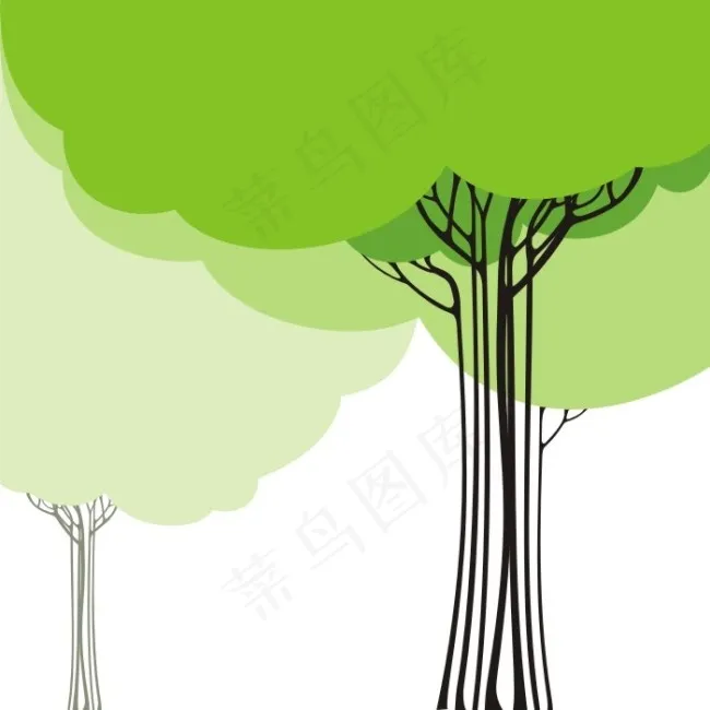 卡通动漫绿树小树常青树大树矢量素材...