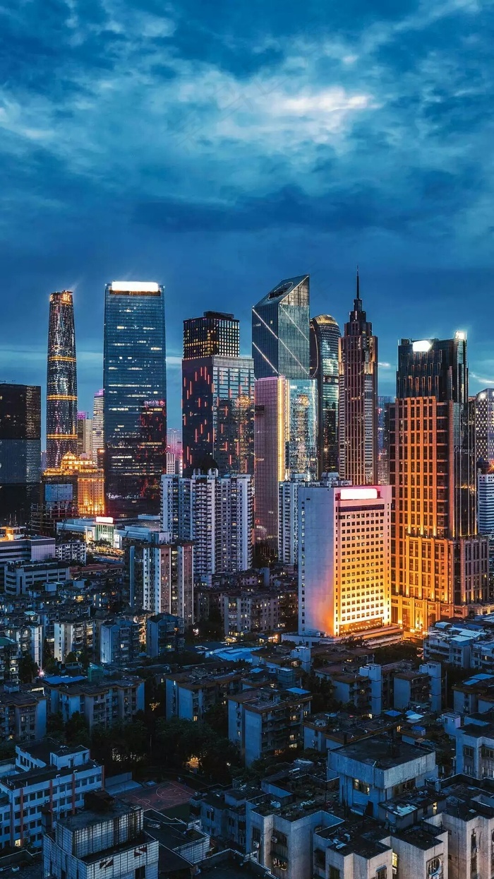 城市夜景高楼林立高清摄影图片