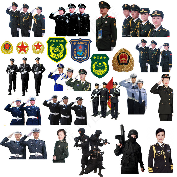 中国人民武装警察psd人物素材psd模版下载