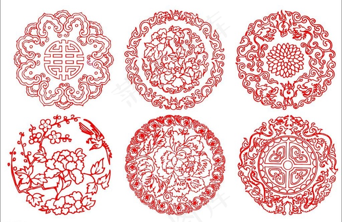 古典吉祥图案百花图图片cdr矢量模版下载