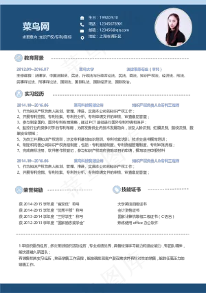 知识产权专利商标个人简历模板预览图