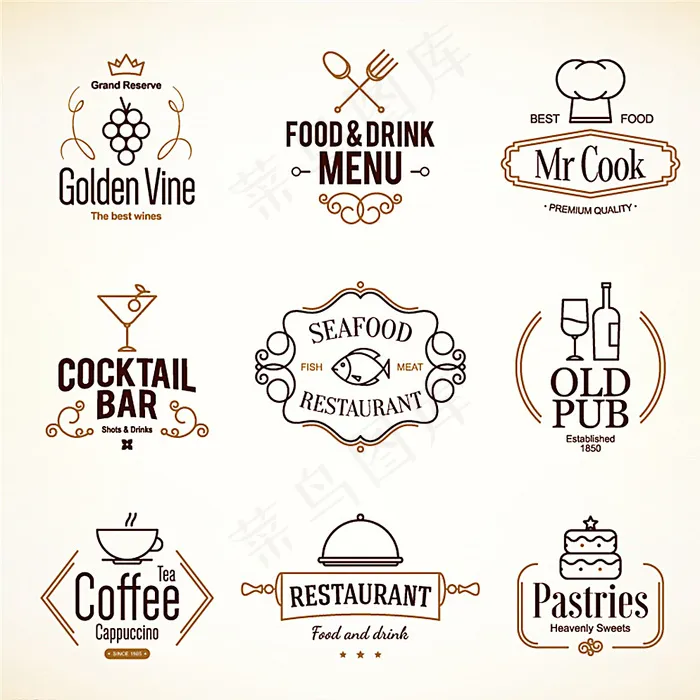 餐厅菜单标志矢量素材图片