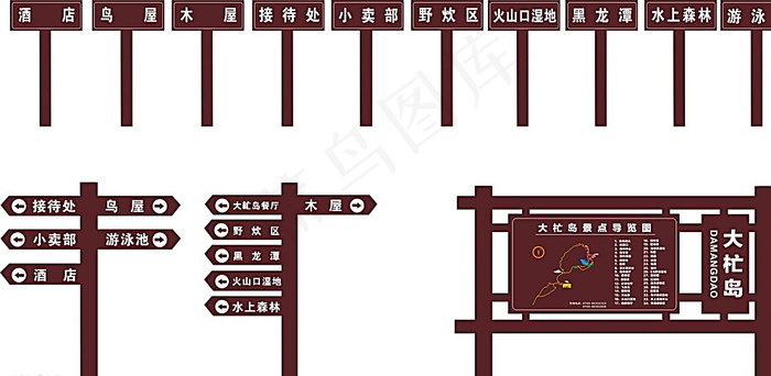 旅游景点景区指示牌导游指示图片cdr矢量模版下载