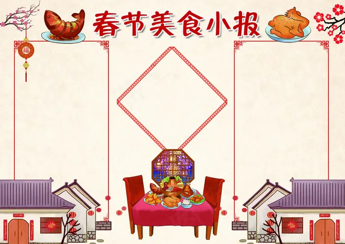 春节美食小报新年饮食小报模板
