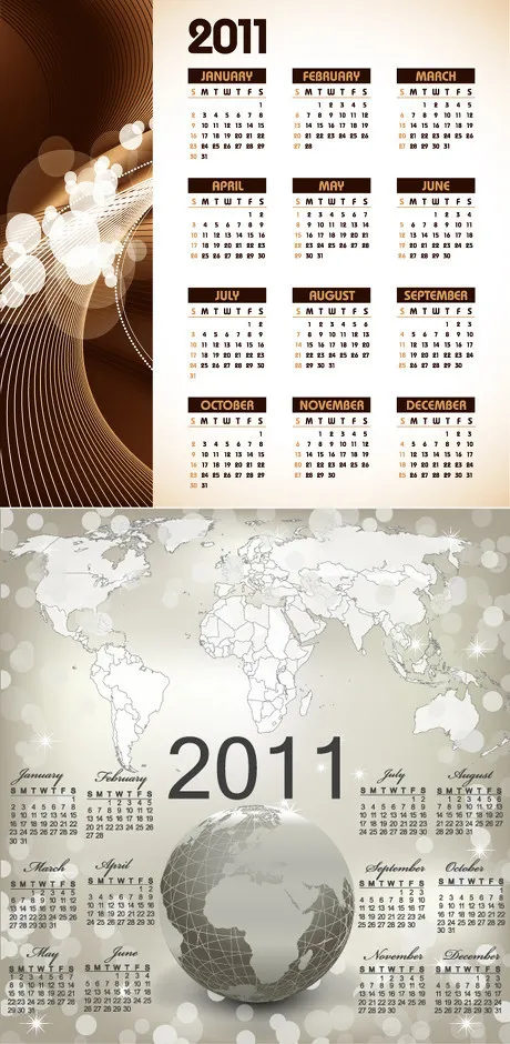 2011年时尚风格日历矢量素材