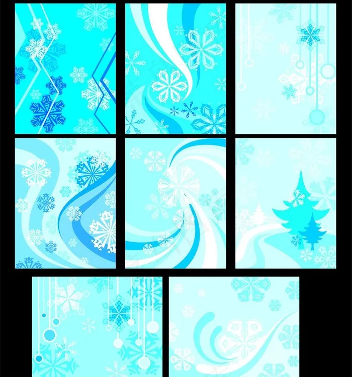 圣诞雪花蓝色背景矢量图片