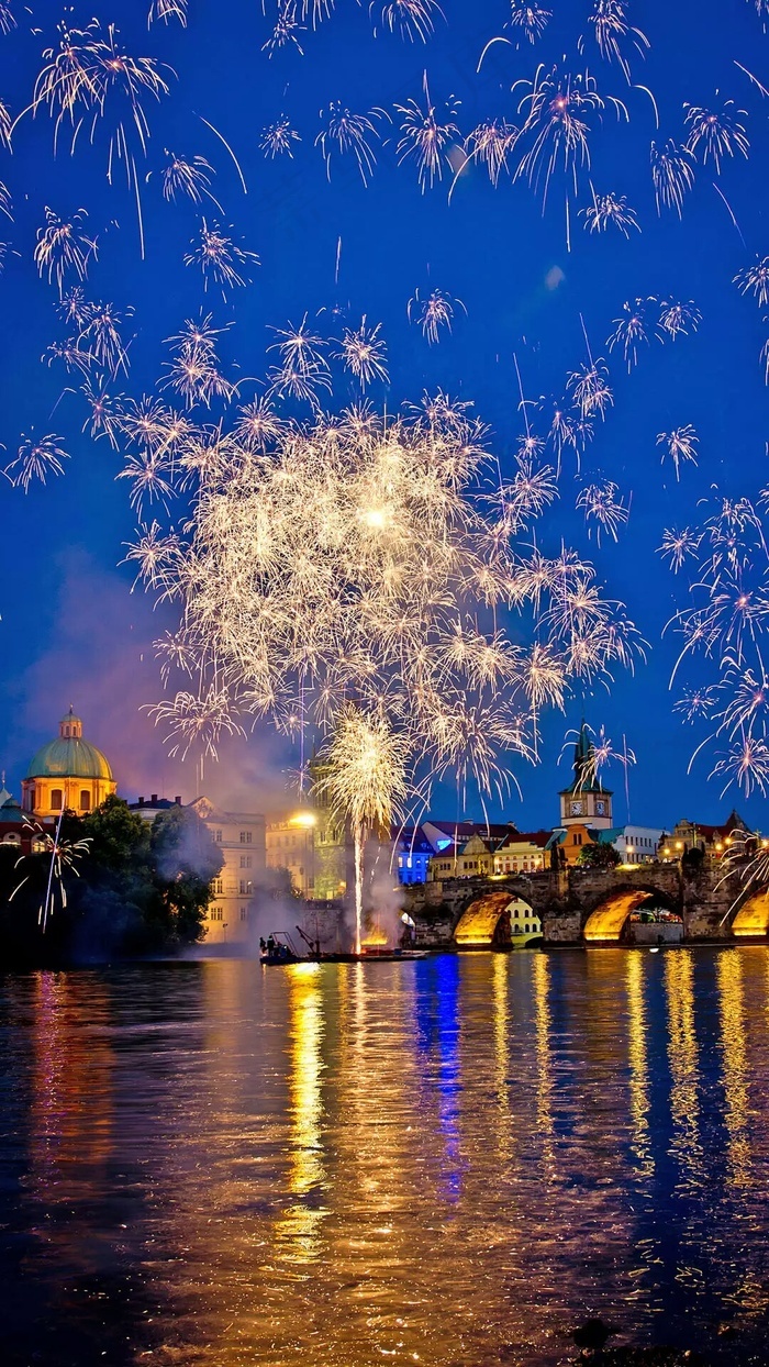 烟花夜景高清摄影图片