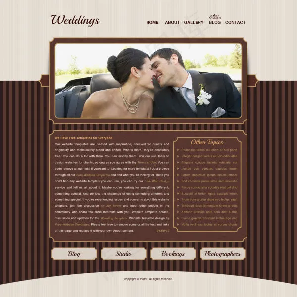 国外婚姻主题网站模板psd素材