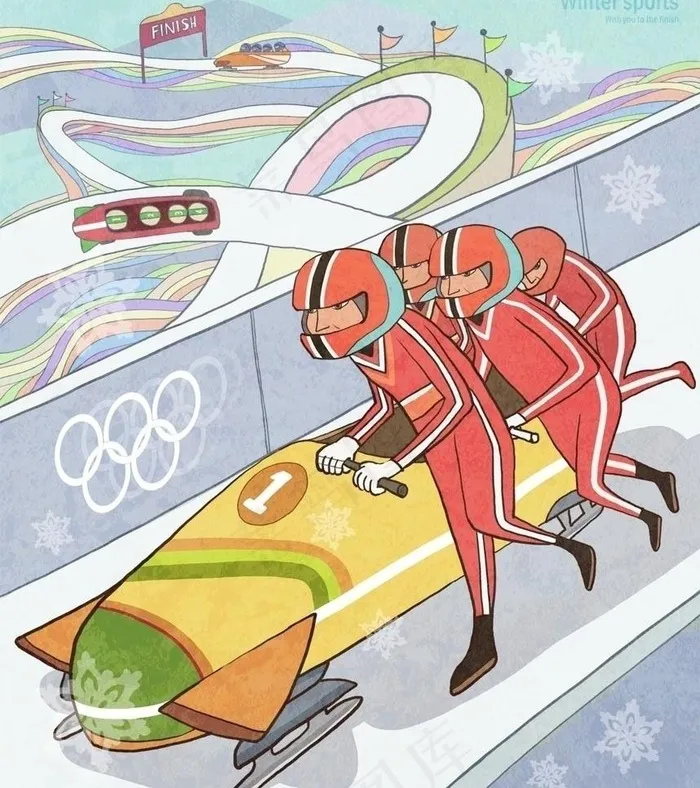漫画雪橇比赛图片