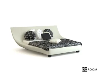 独特的形状的白色双人床