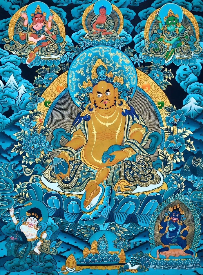 藏传佛教黄财神唐卡
