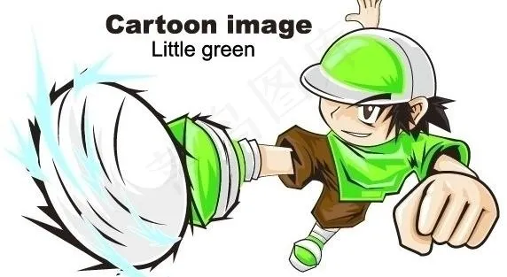 绿色卡通男孩图片