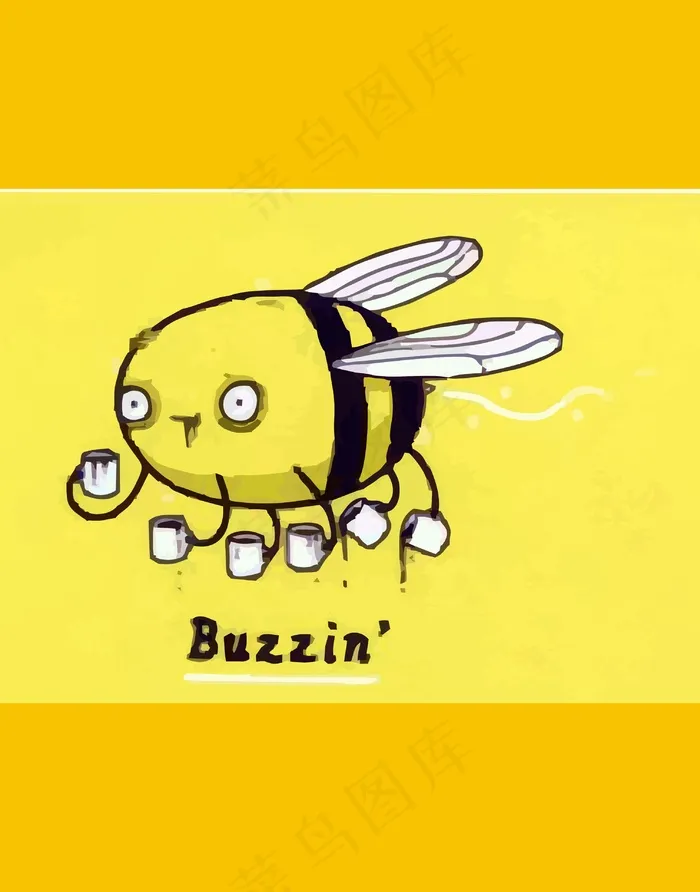 手绘动物简笔插画卡通动物蜜蜂