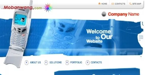 欧美手机公司蓝色网站模板