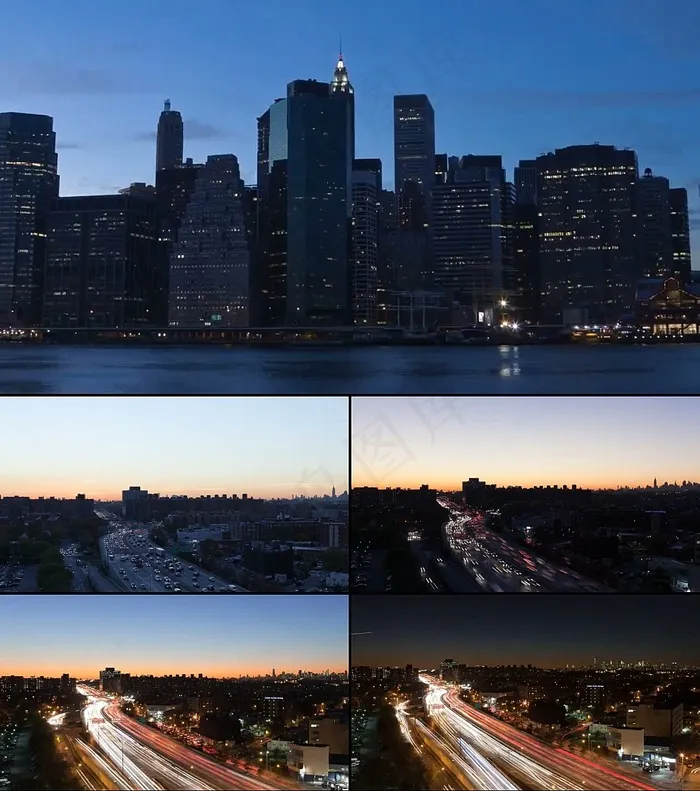 高清城市从白天到夜晚视频